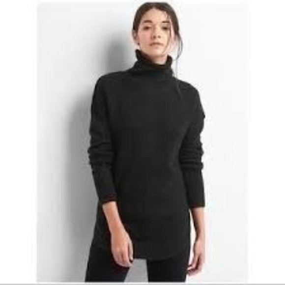 GAP Sweaters - Gap Ribbed Sleeve Tunic Turtleneck Tunic Sweater Black